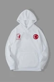 10 Kasıma Özel Üç İplik Kapşonlu Baskılı SweatShirt - Beyaz - 1