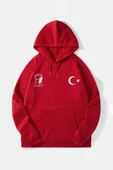 10 Kasıma Özel Üç İplik Kapşonlu Baskılı SweatShirt - Kırmızı - 1