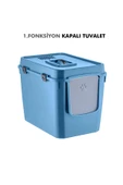 Pribor HZ-500 Xxl 3 Fonksiyonlu Açık / Kapalı Kedi Tuvaleti ve Taşıma Çantası Mavi 56 x 40 x 43 Cm - 2