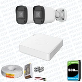 Provzen Hikvision Unv 2'li Full HD Güvenlik Kamerası Set Gece Görüş, Mikrofon, Olay Anında Bildirim thumbnail 1