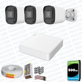 Provzen Hikvision Unv 3'lü Full HD Güvenlik Kamerası Set Gece Görüş, Mikrofon, Olay Anında Bildirim thumbnail 1