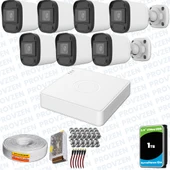 Provzen Hikvision Unv 7'li Full HD Güvenlik Kamerası Set Gece Görüş, Mikrofon, Olay Anında Bildirim thumbnail 1