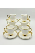 Tekbir GOLD BEYAZ PORSELEN KAHVE FİNCAN 12 Parça & 6 Kişilik thumbnail 2