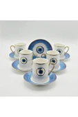 Tekbir NAZAR BONCUĞU MAVİ DESENLİ 12 PARÇA PORSELEN KAHVE FİNCAN SETİ ( 6 kişilik ) thumbnail 2