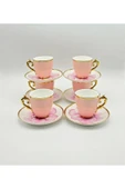 Tekbir VİNTAGE PEMBE ÇİÇEKLİ PORSELEN KAHVE FİNCAN 12 Parça & 6 Kişilik thumbnail 2