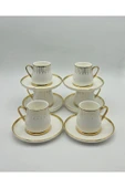 Tekbir BEYAZ GOLD ÇİZGİLİ PORSELEN KAHVE FİNCAN 12 Parça & 6 Kişilik thumbnail 2