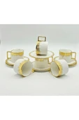 Tekbir ÇİZGİLİ GOLD PORSELEN KAHVE FİNCAN 12 Parça & 6 Kişilik thumbnail 3