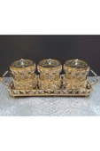 Furkan KRİSTAL TAŞLI 3 LÜ BAHARATLIK SETİ TEPSİLİ GOLD thumbnail 1