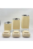 Tekbir 3 PARÇA KİLİTLİ VAKUMLU CAM KAVANOZ SETİ KREM - 3