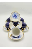 Tekbir VİNTAGE LACİVERT ÇİÇEKLİ PORSELEN KAHVE FİNCAN 12 Parça & 6 Kişilik thumbnail 3