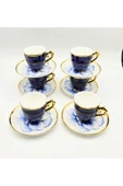 Tekbir VİNTAGE LACİVERT ÇİÇEKLİ PORSELEN KAHVE FİNCAN 12 Parça & 6 Kişilik thumbnail 2