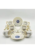 Tekbir NAZAR BONCUĞU DESENLİ 12 PARÇA PORSELEN KAHVE FİNCAN SETİ MAVİ-GOLD thumbnail 1