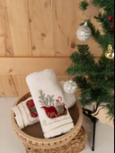 Pamuklu 2'li 45x70 cm Nakışlı Desenli Hediyelik Havlu Seti Baveno thumbnail 11