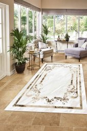 elleser Dekoratif Yıkanabilir Kaymaz Deri Tabanlı Salon Halısı - 1