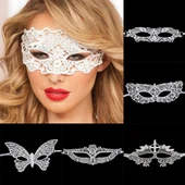 Beyaz Renk Dantel Kesim Dantel İşlemeli B Parti Maskesi 1 No - 2