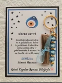 64 Adet Kişiye Özel Nazar Ayeti Sünnet Hatırası Dağıtmalık Hediyelik Mavi Renk Anahtarlık ve Kına thumbnail 1