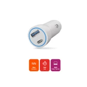 Polosmart PBS134 Hızlı 1 USB 1 PD Çıkışlı 20W Araç Şarjı Beyaz - 2