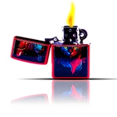 Kedi Desenli Renki Kırmızı Benzinli Çakmak thumbnail 5