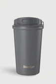 Stevig 4 Work Flip Open Coffee Mug Çelik Termos 400 ML Grey ST-251 thumbnail 1