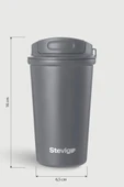 Stevig 4 Work Flip Open Coffee Mug Çelik Termos 400 ML Grey ST-251 thumbnail 8