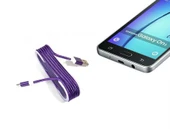 Android Örgü Şeklinde Renkli Çelik Şarj Data Kablosu  Mor - 1