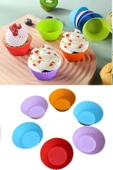 6 Adet Yıkanabilir Mini Tırtıklı Muffin Kalıbı Ribanalı KekCupcake Renkli Hamur Işi Kabı - 1
