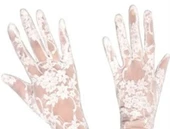 Dantelli Gelin Eldiveni  Beyaz Kısa - 1