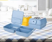 Luna 3 Bölmeli Çatal lı Beslenme Kabı Diyet Kabı Çatal Kaşıklı - 1