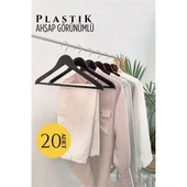 Ahşap Görünüm Plastik Askı 20 ADET SİYAH - 1