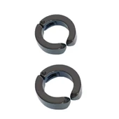 Erkek Küpesi  2 Adet Siyah Çelik Kıstırmalı Küpe Paslanmaz Atmaz Çelik Siyah Küpe thumbnail 1