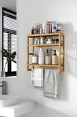 Digithome Bambu Mini 8 Form Organizer Mutfak ve Banyo Düzenleyici Askılı Duvar Rafı Havluluk DB-0028 - 4
