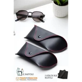 Korumalı Deri Gözlük Kabı Korumalı Gözlük Koruma Kılıfı 2 li SET - 1