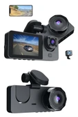 3 Kameralı 2 İnç 1080P Araç İçi Kamera Sürüş Kamerası CarPlay - 1