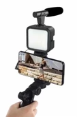 Telefon Tutucu Mini Mikrofonlu Tripod Vlog Çekim Video - 3