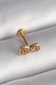 316L Çelik Gold Renk Zirkon Taşlı Sonsuzluk Model Tragus Piercing - 1