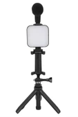 Telefon Tutucu Mini Mikrofonlu Tripod Vlog Çekim Video - 5
