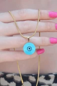 316L Çelik Gold Renk Nazar Boncuk Model Kadın Ke thumbnail 1