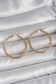 316 Çelik Gold Renk 33 mm Kadın Halka Model Kadın Küpe - 1