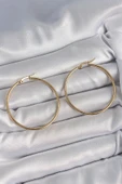 316 Çelik Gold Renk 43 mm Halka Model Kadın Küpe - 1