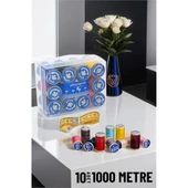 10 Renk 1000 Mt Kutulu Mezuralı Dikiş İpliği Seti - 1