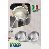 Inox Süzgeç Pirinç Makarna Salata Süzgeci 304 Paslanmaz Çelik 2 ADET - 1