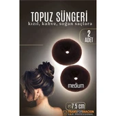 KAHVE Mini Saç Topuz Süngeri  2 ADET 7.5 CM Çap 3 cm Kalınlık - 1