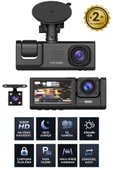 1080p Wifi Full Hd Araç Içi Kamera Arka Ön Iç Kayıt 3 Kamera Gece Görüşlü Gsensör Geniş Açı - 2