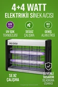 Sinek Öldürücü 4+4W UV Işıklı Büyük Boy Elektrikli Sinek Avcısı Sessiz ve Etkili Böcek Öldürücü Ciha - 2
