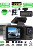 A98 Full Hd 3 Kameralı Araç Içi Güvenlik Kamerası 64gb Uyumlu Ir Gece Görüşü, Önarkaiç Kayıt - 1