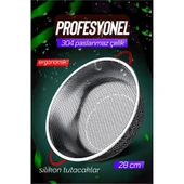 28 CM Kevgir Yuvarlak Süzgeç Profesyonel 304 Paslanmaz Çelik - 1