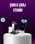 15W Hızlı Şarj Destekli 4’ü 1 Arada Kablosuz Şarj İstasyonu - 1