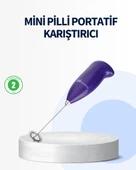 Mini Pilli Portatif Karıştırıcı – Cappuccino, Latte, Frappe ve Kahve Köpürtücü - 1