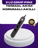USB Yuvalı Anahtarlı Üçlü Priz 2 Metre Kablolu - 1