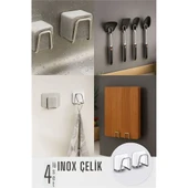 Inox Çelik Çok Amaçlı Askı Banyo Askısı Mutfak Askısı Profesyonel 4 lü SET - 1